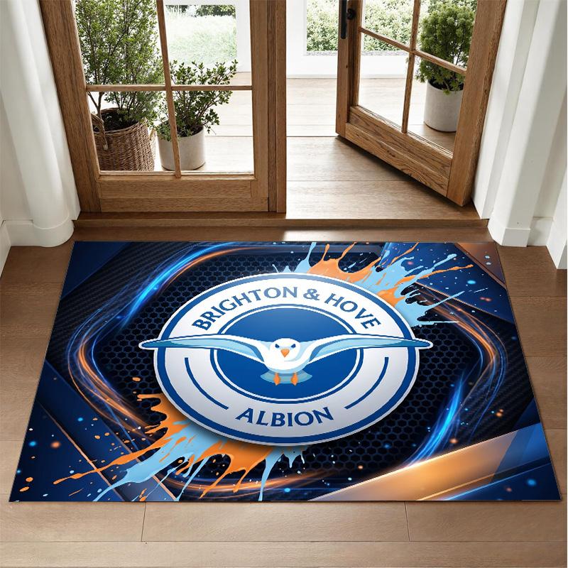 Brighton & Hove Albion Football Design Crystal Velvet Rug Soft Decorative Mat for Bedroom Entrance