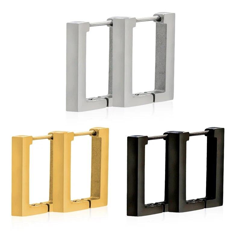 Модные геометрические серьги-кольца из нержавеющей стали с квадратными треугольниками, мужские и женские серьги-кольца из нержавеющей стали в стиле панк, хип-хоп, ювелирные изделия для пирсинга, подарки