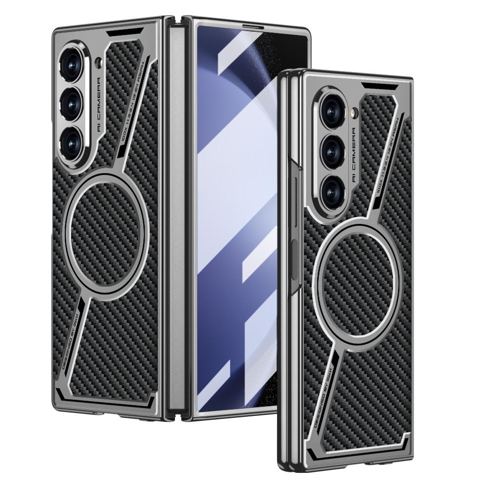 Новая модель, подходит для складного телефона Samsung ZFold5, чехол для телефона, беспроводная зарядка Magsafe, кожаный чехол Z-образной формы для Fold5