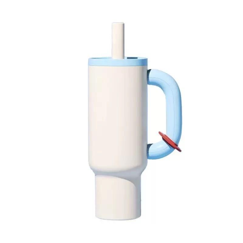 Insulated Travel Mug With Handle And Straw For Outdoor And Car Use