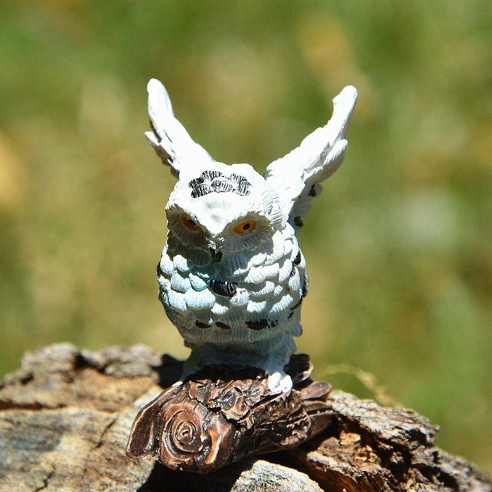 Owl Figurine Resin Realistic Adorable Owl Fairy Garden Decoration Ornament Miniature Animals Landscape Home Decor Accessory