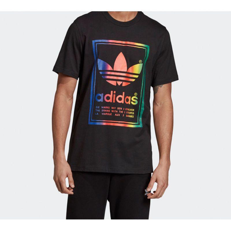 Adidas Винтажная футболка Originals Trefoil с градиентным логотипом, мужские топы, черные ED6917