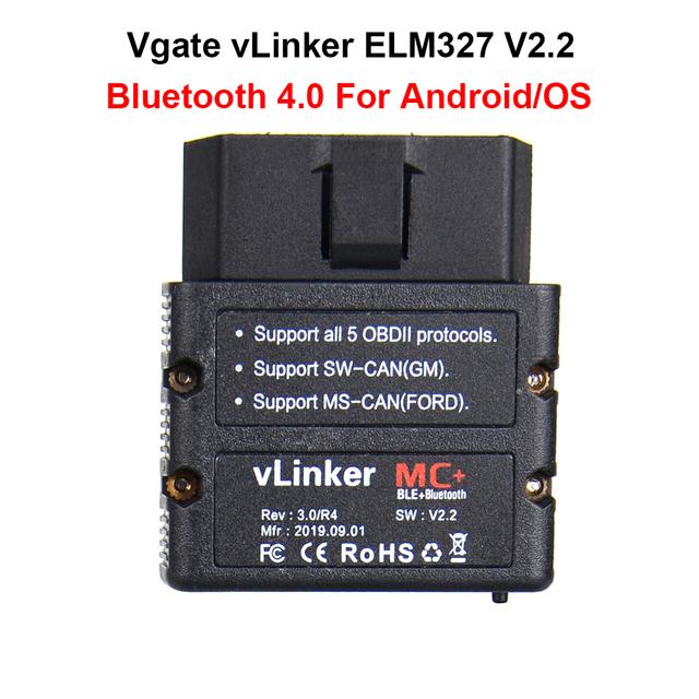 2024 BT OBD2 сканер Vgate vLinker MC+ BLE ELM327 для Android/IOS/Windows ELM 327 wifi автомобильный диагностический сканирующий инструмент