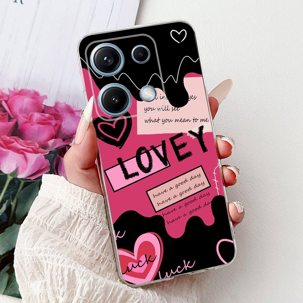 Clear For Redmi Note 14S 4G Case Cover Luxury Butterfly Love Fashion Flowers Cool Lion Cute Painted Soft Casing