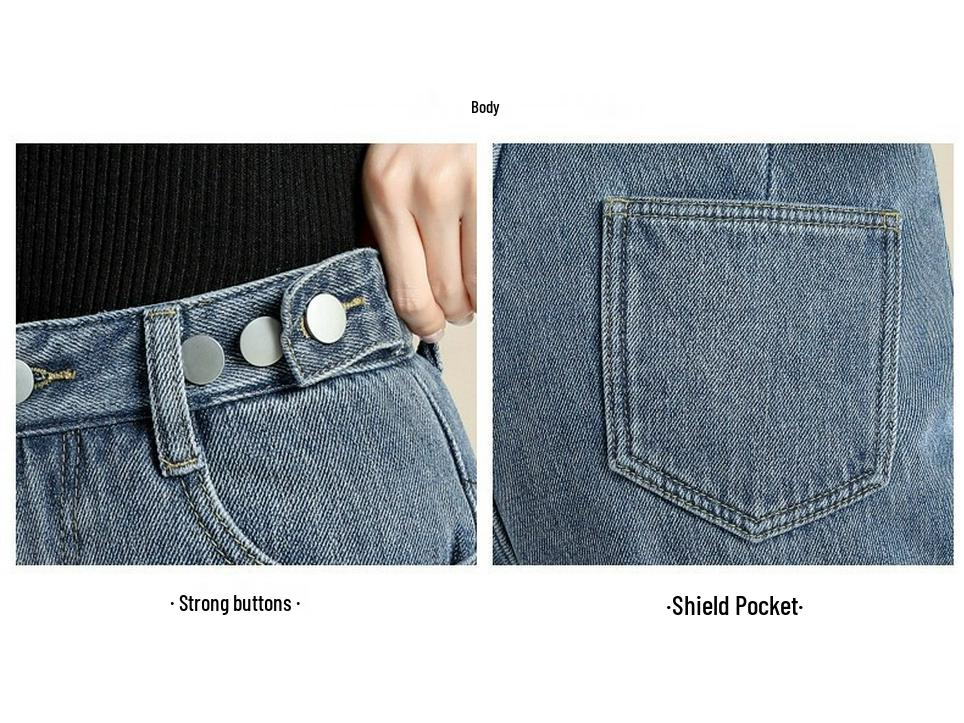 Женские джинсы с высокой талией на флисовой подкладке с широкими штанинами - Плотные, Свободные, Стройнящие, Прямые брюки длиной до пола