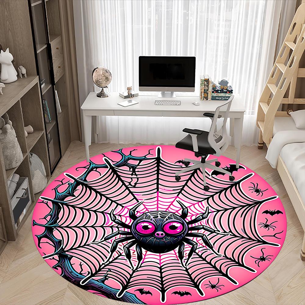 1pc Spider Web Office Round Area Rug, Indoor Mat Suitable ForOffice, Under Office Chairs Bedroom Living Room Home Decor, Room Deco, n54