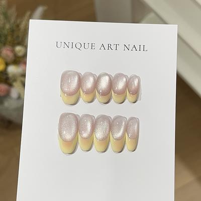 Yuanqi кремовый желтый Ins масло желтый французский стиль вспышка стеклянные бусины кошачьи глаза выглядят белыми в повседневной одежде доспехи