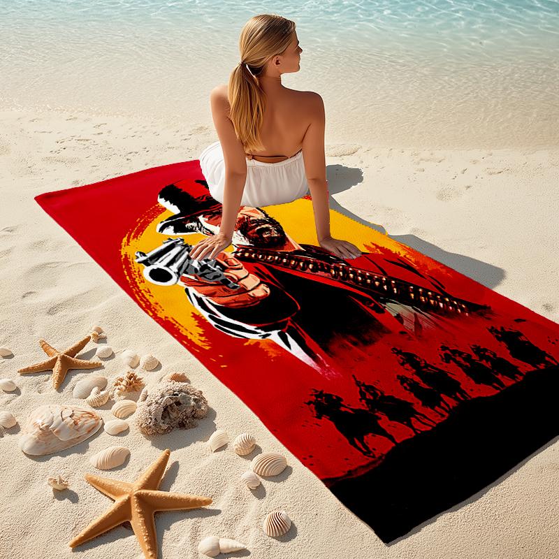 Beach Towel with Red Dead Redemption1 Pattern - soft,absorbent,machine washable Lightweight&Modern,swimming,Travel Essentials