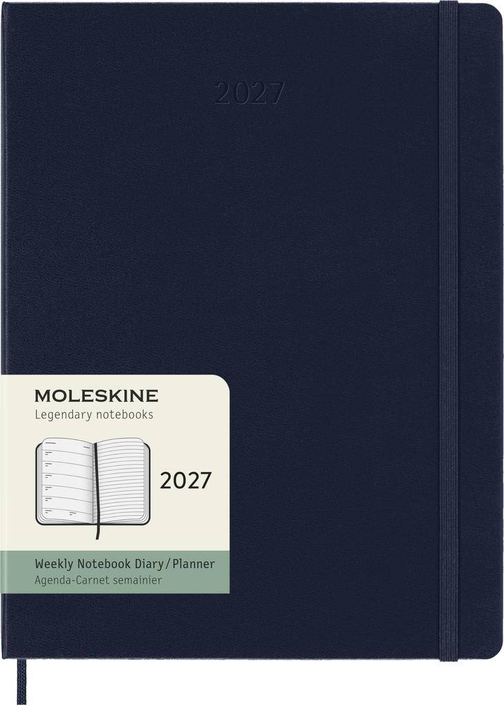 Moleskine 2027 Weekly Diary January Start 12 Months XL Size 19cm x 25cm Hardcover Sapphire Blue DHB2012WN4Y27