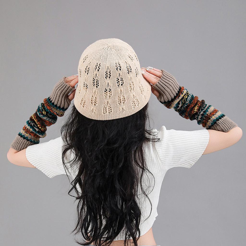 Women's Thickened Fingerless Gloves Bohemian Style Warm Acrylic Blend Yarn for Autumn Winter