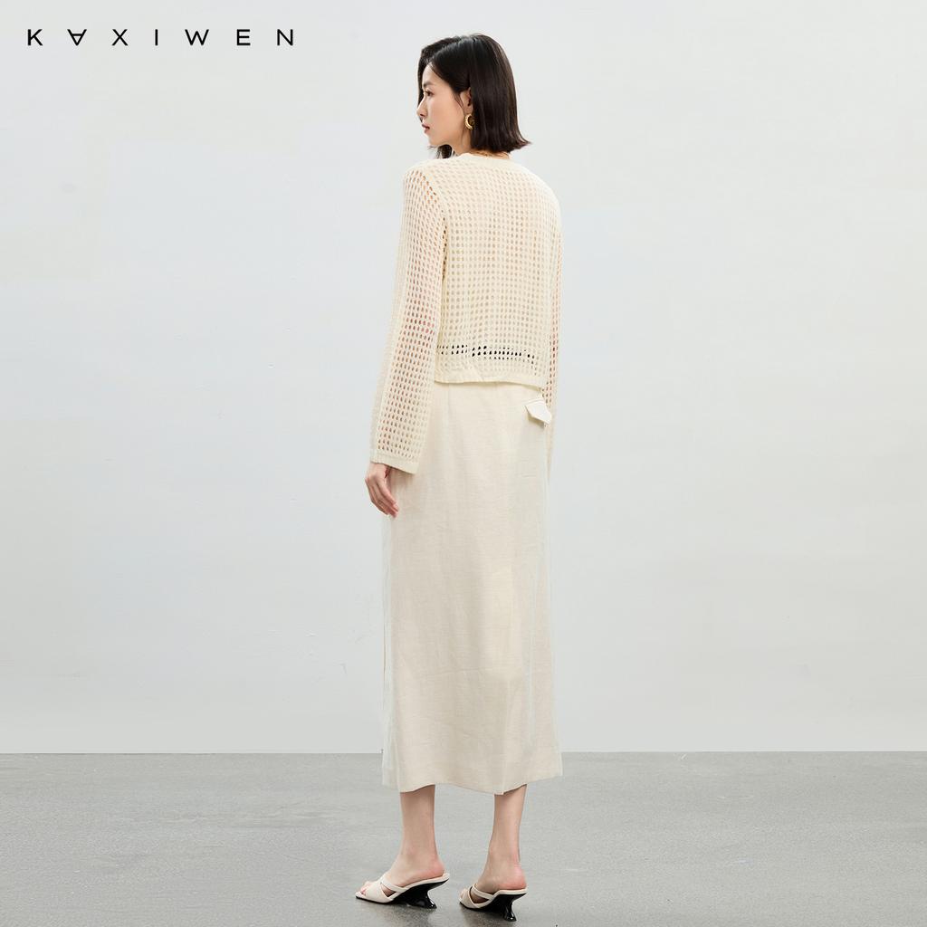Mixed color woven hollow knitted sweater
