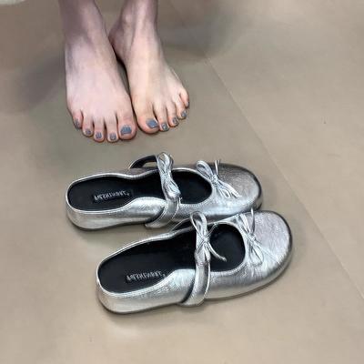 Французские вечерние туфли-балетки Мэри Джейн женские 2025 новая летняя обувь Мюли на мягкой подошве с юбкой одинарные туфли