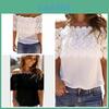 Женская футболка из вискозы с отделкой крючком и кружевом, топ в стиле business casual для офиса и повседневных нарядов