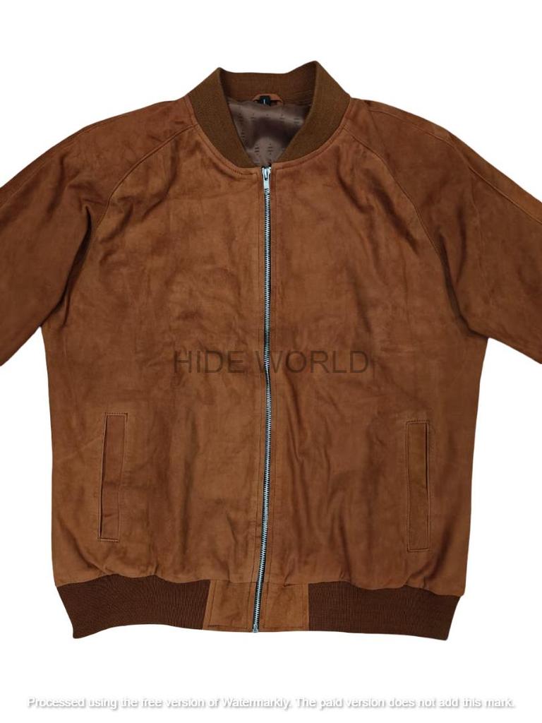 Motorcycle Genuine Lambskin Brown Handmade Men Leather Jacket Designer Suede