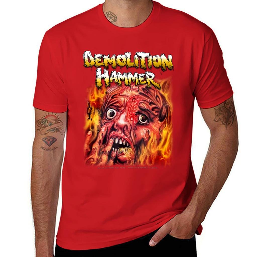 Tortured Existence от Demolition Hammer - Классическая футболка в стиле олдскульного трэш-метала, для тяжеловесов, с индивидуальным дизайном, мужские однотонные футболки.
