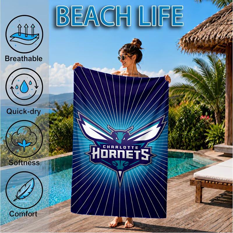 Charlotte-Hornets Logo Beach Towel, Microfiber Beach Towel, Perfect For Pool, Beach, Travel, Home Decor Beach Party Fan gifts