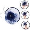 Navy Blue Veil Mesh Plumage Hair Clip and Headband, 20s Style Cocktail Tea Party Headpiece for Women Special Occasion Accessories