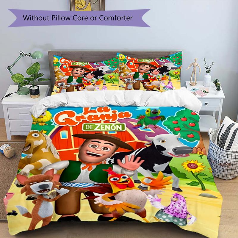 3pcs La Granja de Zenon Design Cover Set - HD Printed Bedding with 1 Cover and 2 Pillowcases - Perfect for Home and Dorm Decor