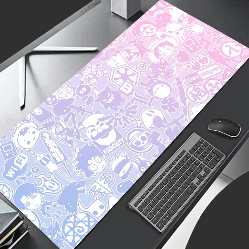 Cartoon Funny Image Mouse Pad Black Large Computer Office Game Table Mat XXL Rubber Anti-slip Keyboard Mats Long Desk Decor Rug