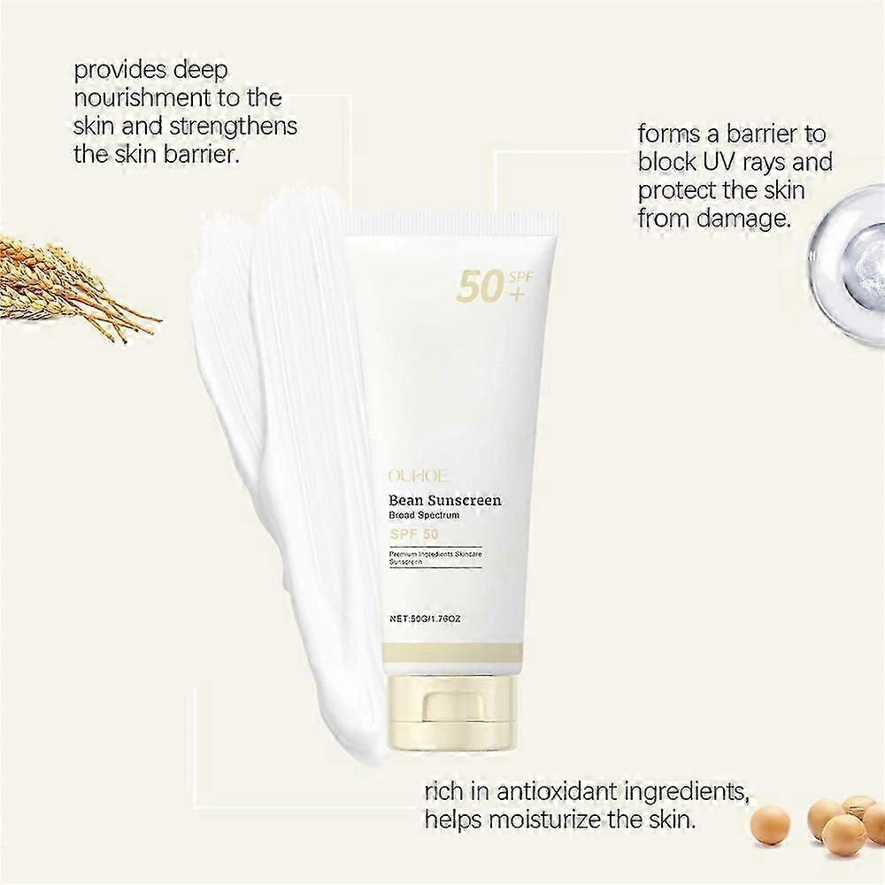 Bean Sunscreen SPF 50 Airy Texture Type For Face Korean Skin Care Gentle Moisturizing Protective Cream Outdoor Protection Moisturizing Refreshing Text