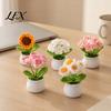 Small Potted Flowers Handmade Crochet Flower Decoration, Knit Artificial Sunflower Desktop Decorative Yarn Decor, Gift for Women, Mom, Teacher,