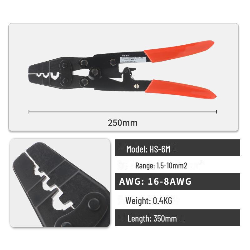 Японские клещи для обжима с храповым механизмом серии HS Huasheng для неизолированных клемм (Шестигранный, HX-10/16/26B)
