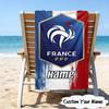 1PC Custom Name Beach Towel France Football Crest Beach Towel, Suitable for Camping, Travel, Beach Accessories, Super Absorbent, Family Gift