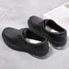 Fashion Waterproof Leather Loafers for Women Air Cushion Soft Sole White Nurse Shoe Ladies Office Magic Tape Anti-Skid Casual Work Shoes