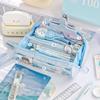 8 LAYERS Pen Bag Transparent Window Stationery Organizer Portable Pencil Case  Student Gift