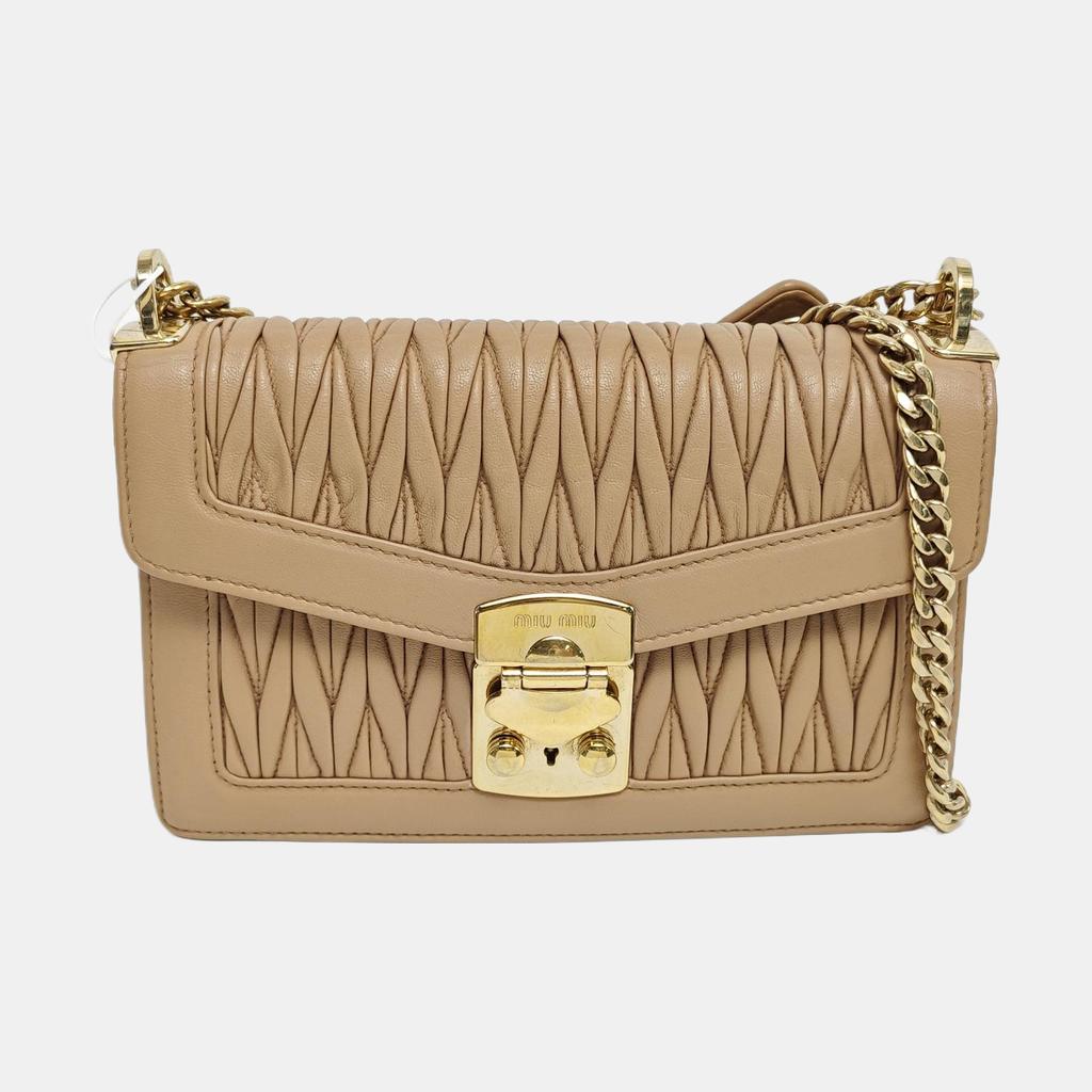 [Pre-Owned] Fashionable Elegant Pleated Lambskin Crossbody Shoulder Bag - Very Good #1T7WNYD