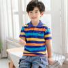 Детская майка, разноцветные полосатые хлопковые топы с короткими рукавами и лацканами, корейская детская одежда, детские футболки