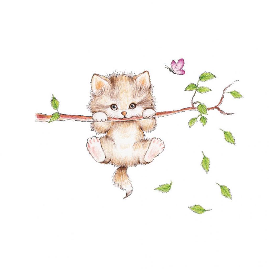 Мультфильм милый кот животное ПВХ настенные наклейки для дома детская комната наклейка DIY Декор MIT