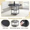 Round Dining Table with 107 cm Diameter and Double Storage Level, Black MDF Top + Metal Frame, Suitable for 2-4 People, For European Family Meals
