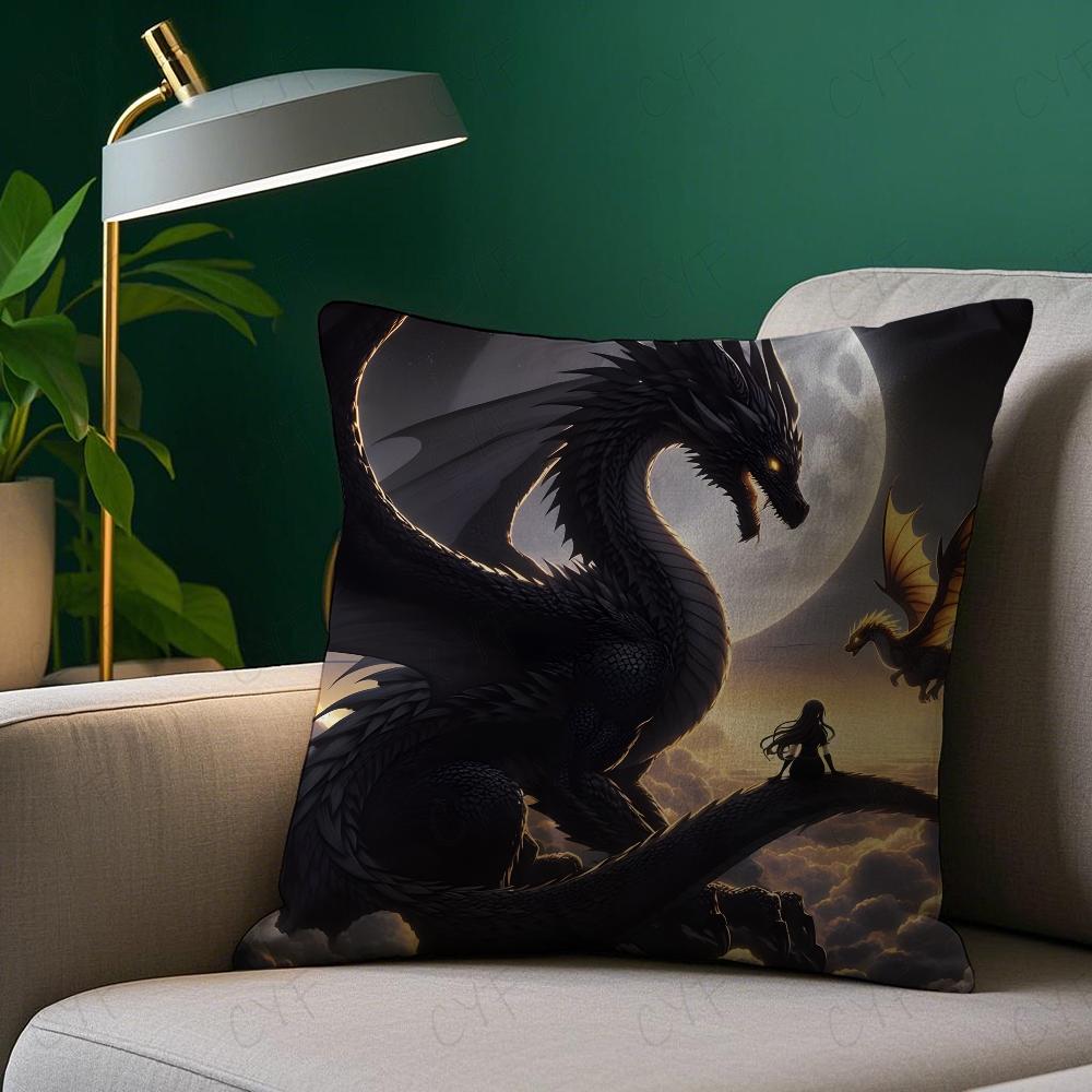 F-Четвертый W-Wing Дракон Наволочка Наволочка Клещестойкая Подушка Невидимая молния Шелковистый короткий плюш Чехол для диванной подушки