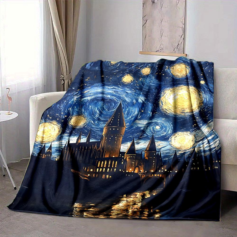 1pc Starry Night Blanket Warm, Cozy, And Soft, Suitable for Sofas, Beds, Cars, And Office Use.Perfect for Camping And Travel, Making It a Great Gift f