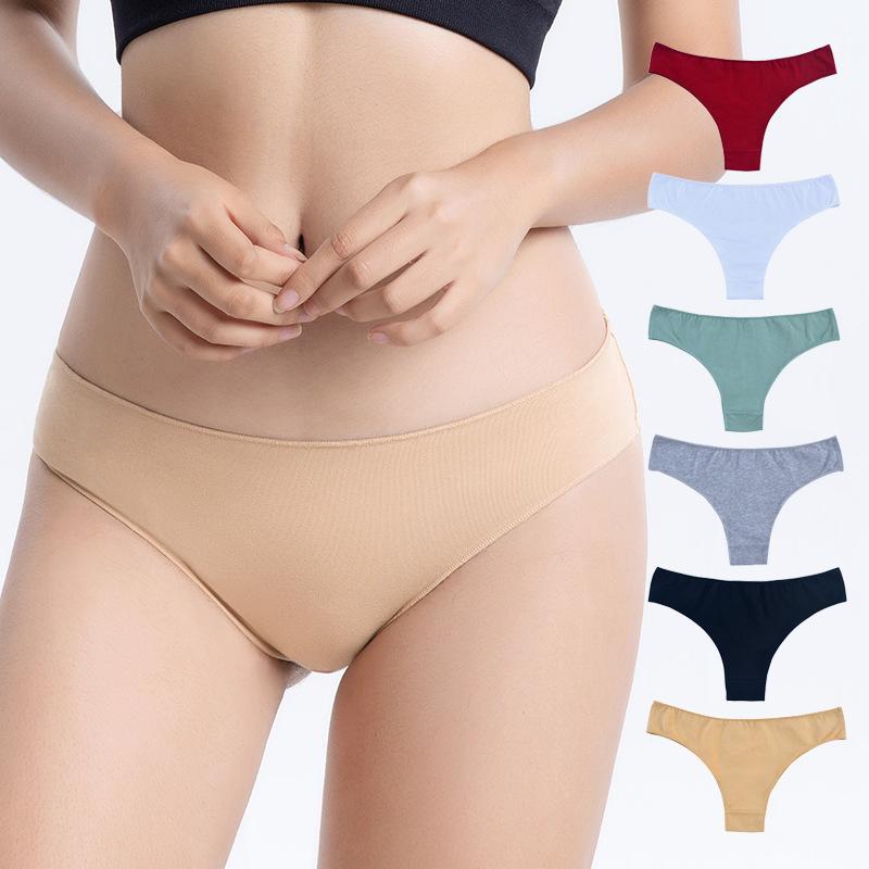 High Quality Comfort Simple Low Waist Women's Panties Summer Sports Breathable Sexy Thong Cotton Pure Lust Female Cute Solid Color Underpants