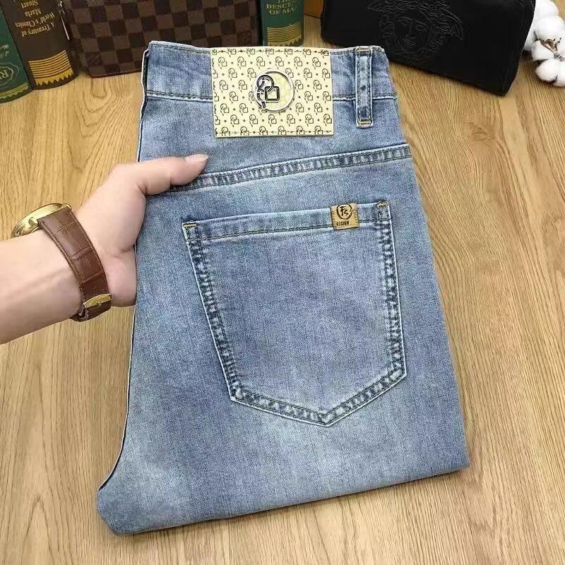 Осенние джинсы мужские прямые свободные молодежные большие размеры универсальные облегающие повседневные мужские брюки осень/зима