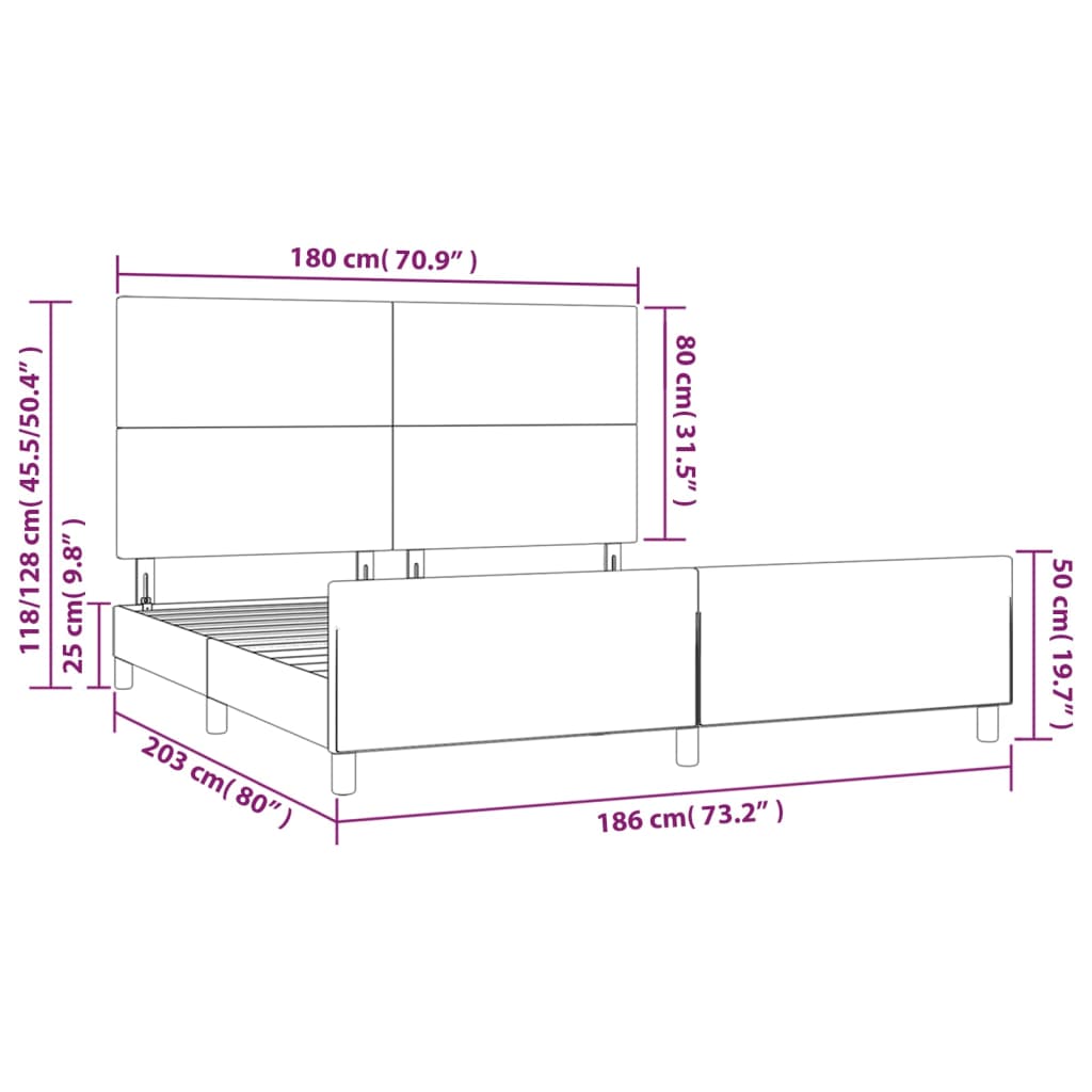 Bed Frame without Mattress Cream 180x200 cm Fabric