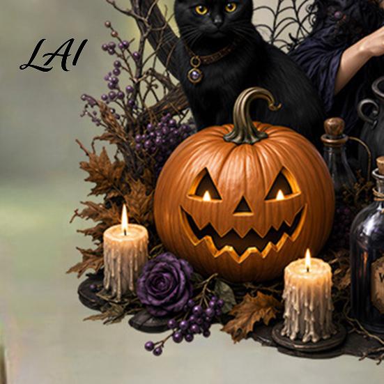 Static Cling Decals Halloween Witch/Black Cat Glass Stickers Double-sided PVC Waterproof Window Clings Removable Shop Display Stickers with Pumpkins