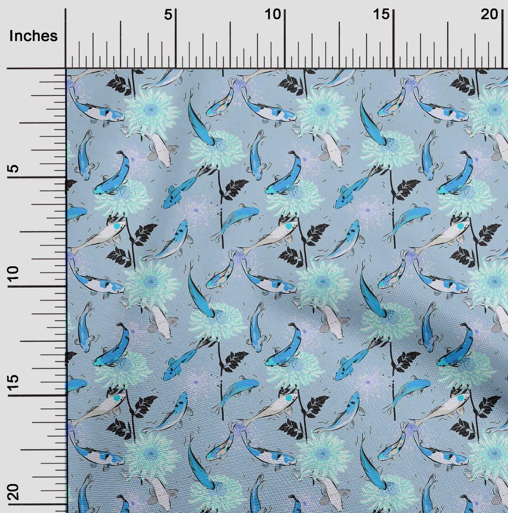 oneOone Хлопковая гибкая пыльно-фиолетовая ткань, азиатская японская рыба кои с цветочным шитьем, ткань от The Yard, принадлежности для шитья одежды своими руками, 40 дюймов