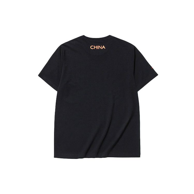 Anta Вязаная спортивная футболка с графическим принтом, топы унисекс, черная 172130107-3