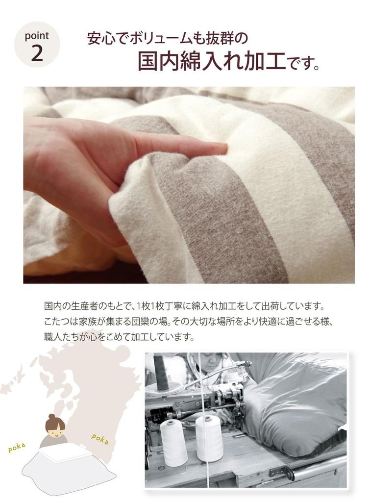 IKEHIKO Kotatsu Futon, Rectangular, Roka, Approx. 205 x 245cm, Navy, Indian Cotton, Thick, Made in Japan #5182639