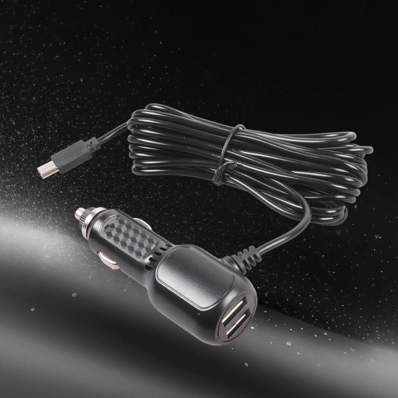 Автомобильные зарядные устройства 343 см USB C Шнур Зарядка камеры 5 В 2,1 А Выход Двойной USB-порт для телефонов Планшетов Защита от перенапряжения