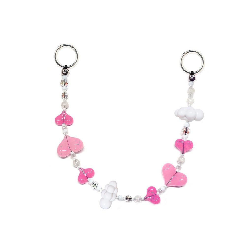 Yellow Duck Double Love Bag Pendant Y2K Charm Beads Keyring Big Size Heart Keychain Woman Lady