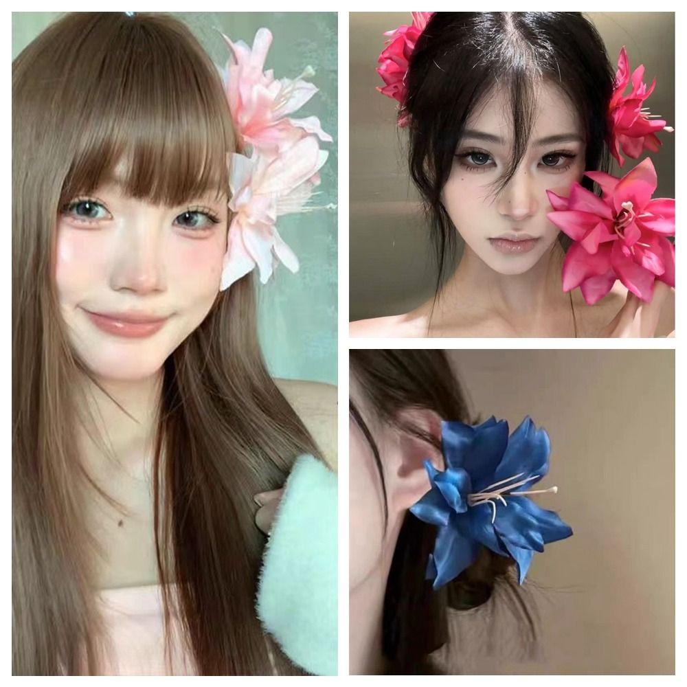 Sweet Lily Flower Hair Clip Side Clip Styling Headwear Elegent Duckbill Clip Women