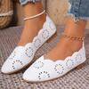 Fashion Comfortable Leather Woman Pointed Toe Flats Summer Lady Hollow Out Loafers Women Shoes 2025 Women Flat Loafers Shoes