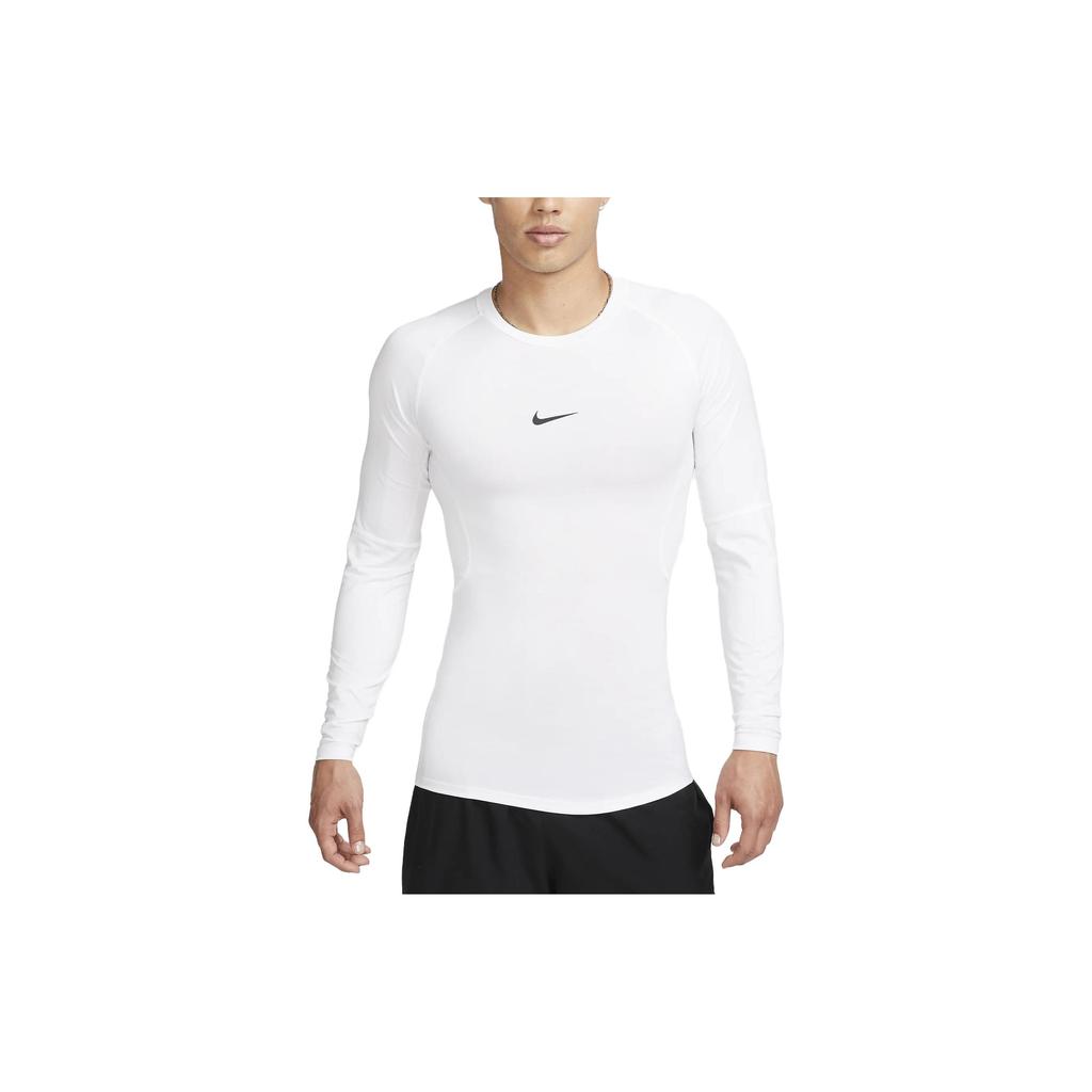 Nike Solid Color Crew Neck Fitted Long Sleeve T-Shirt Men Tops White FB7920-100