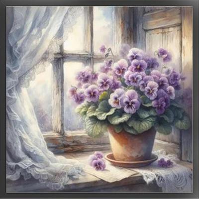 Полная вышивка хлопковой нитью 11CT Набивной цветочный набор для вышивания крестом 40x40см