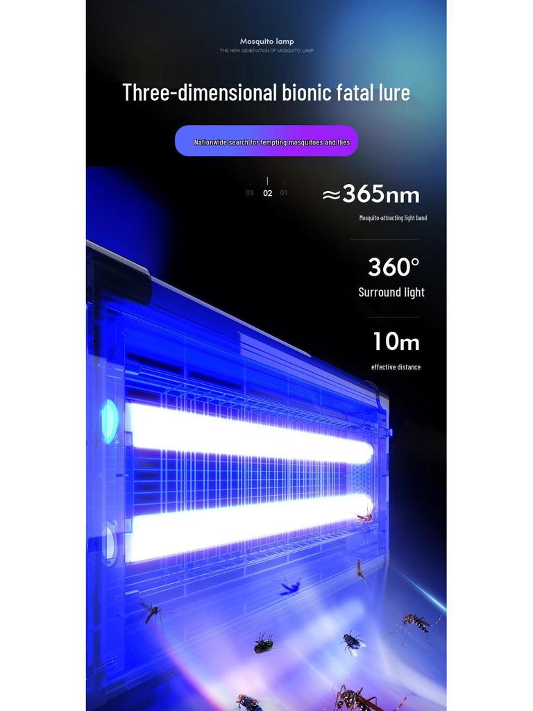 Уличная светодиодная лампа-ловушка для комаров и мух - Подвесная вертикальная борьба с вредителями для ресторанов, мастерских и ферм
