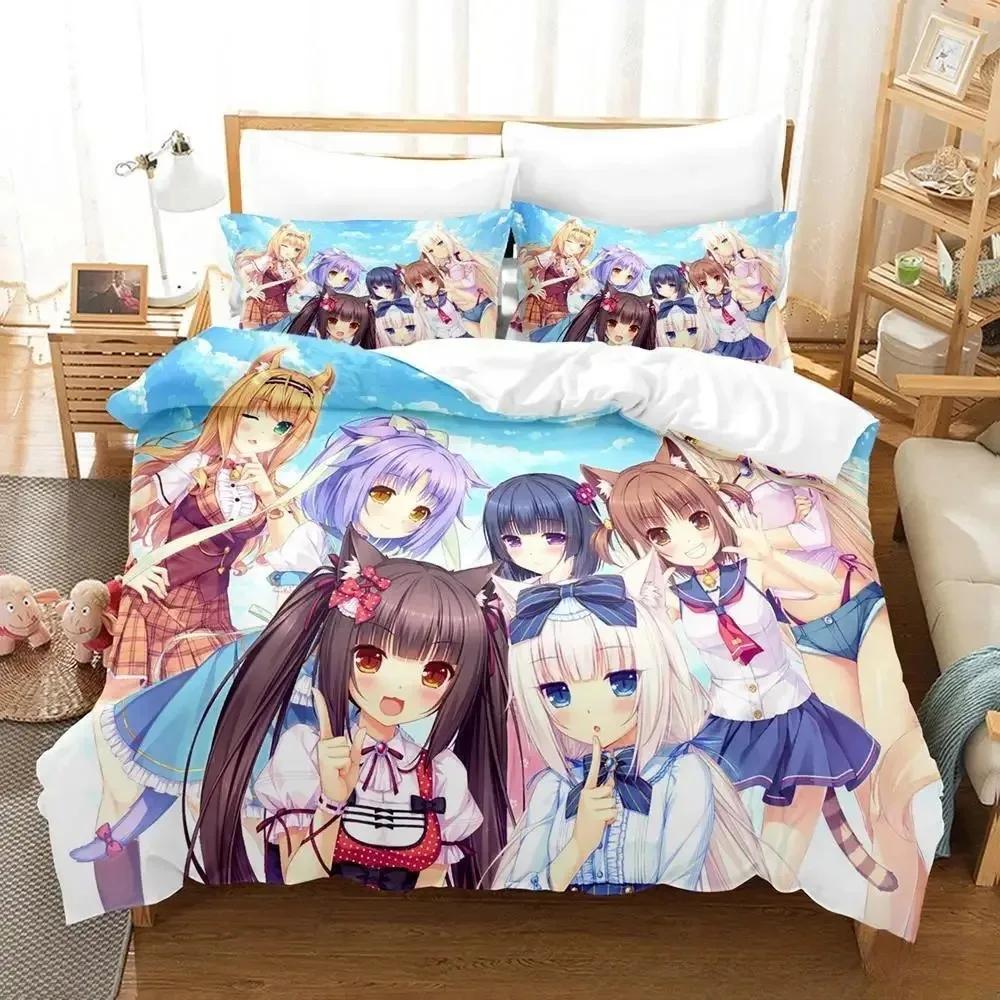 3D Печать Аниме Кавайные Девочки Nekopara Комплект Постельного Белья Односпальный Полуторный Полный Евро Кинг Размер Комплект Постельного Белья Взрослый Детская Спальня Комплекты Пододеяльников
